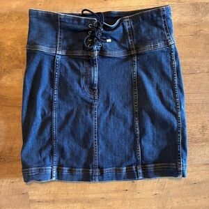 Free People Modern Femme Denim Corset Mini Skirt